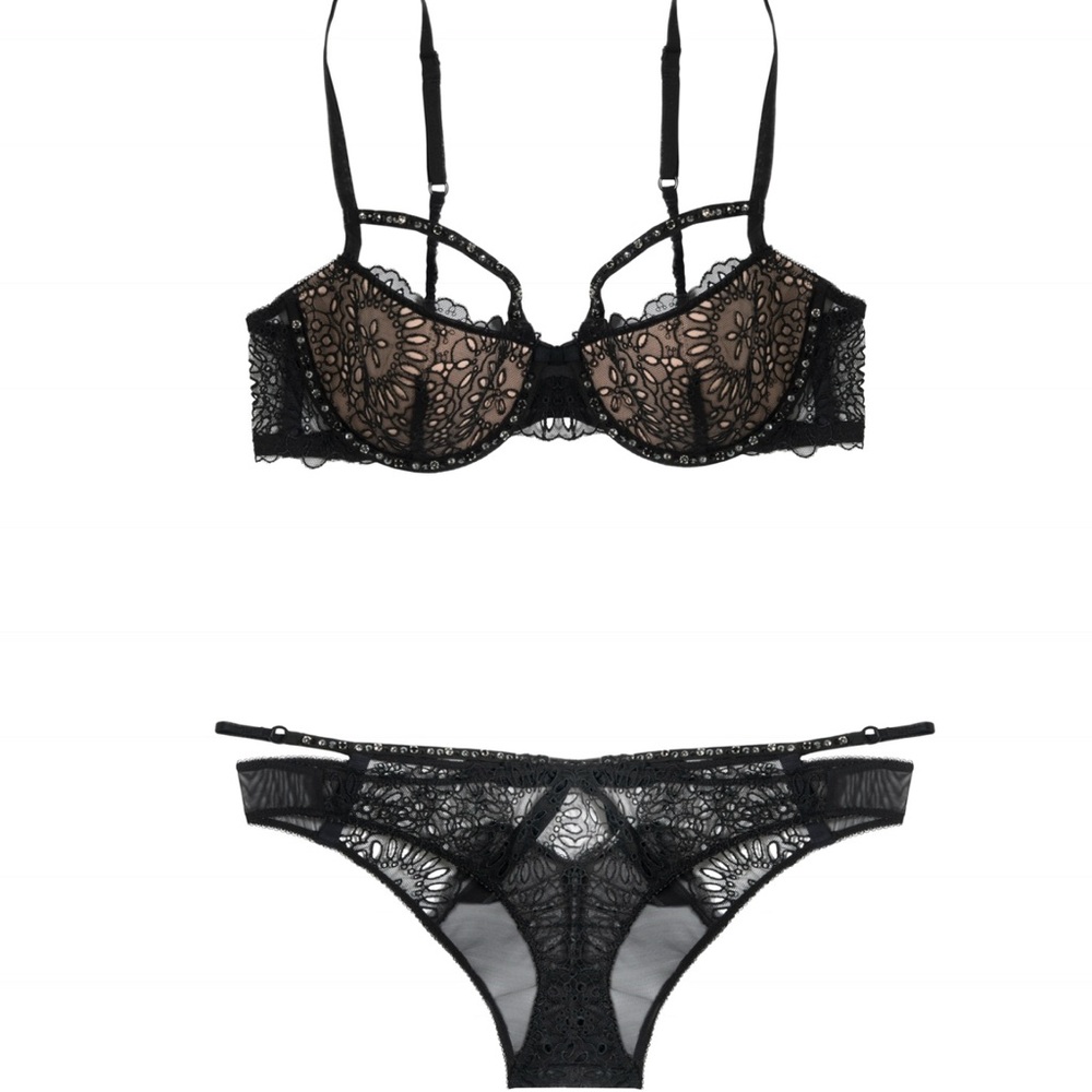 Victoria's Secret Designer Swarovski Crystal Black Lace Bra & Panty Set - Picture 15 of 15